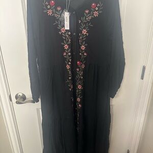 Black Embroidered Baltic born Maxi Dress